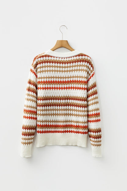 Threaded Pear Jimena Patterned Drop Shoulder Sweater