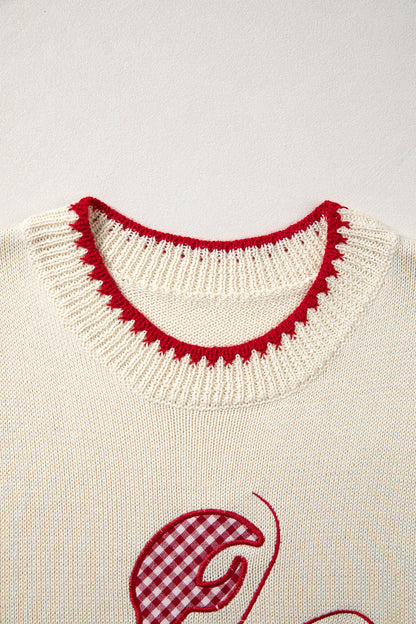 Threaded Pear Emmeline Plaid Crawfish Knit Sweater
