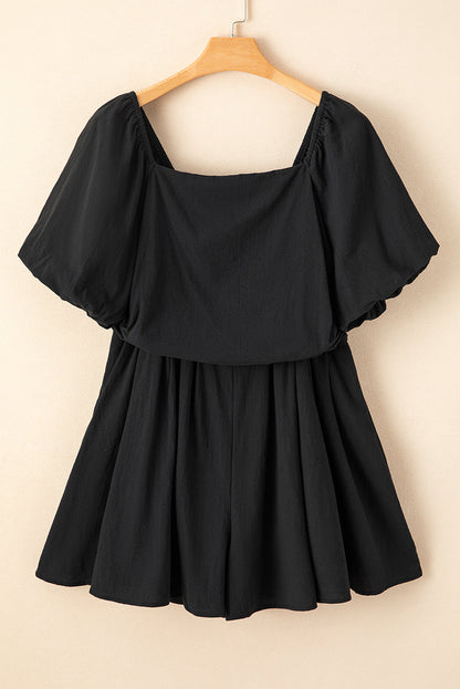 Threaded Pear Malaysia Ruched Puff Sleeve Romper