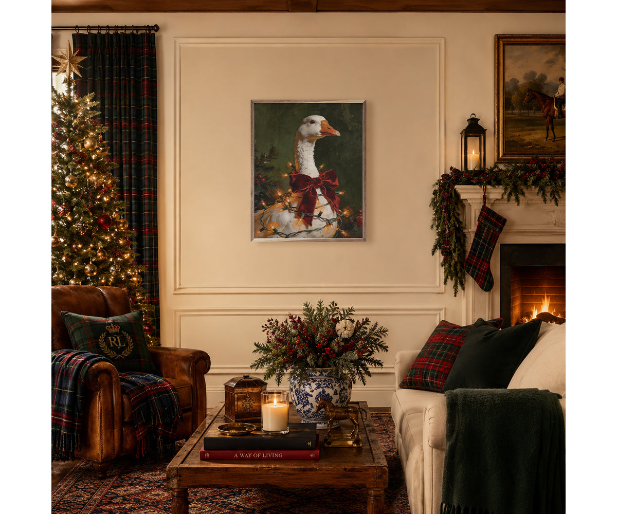 Kendrick Home Christmas Goose With Velvet Bow