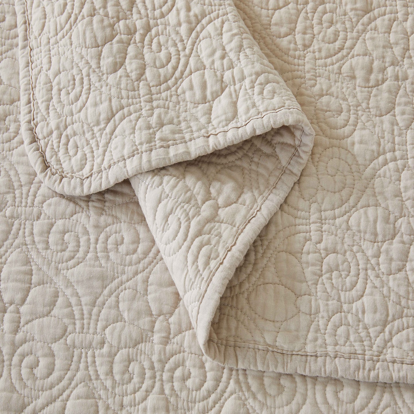Patina Vie 3 Piece 100% Cotton Stitched Embroidered Quilt Set
