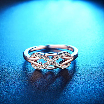 Cubic Zirconia & Silvertone Infinity Ring-6