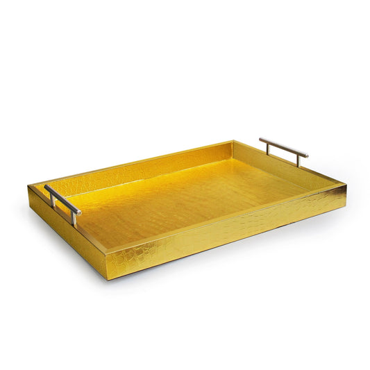 Jay Companies Alligator Gold Tray With Metal Handles