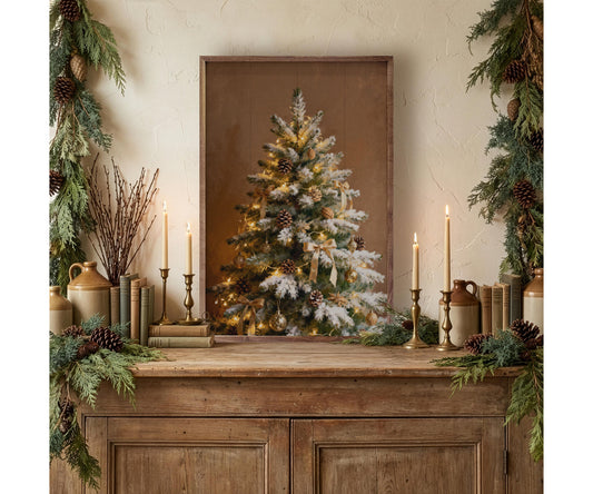 Kendrick Home Decorated Pine Tree With Snow