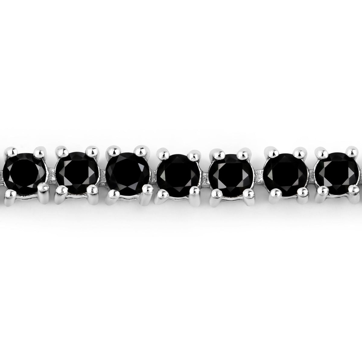 3.15 Cttw Round Black Diamond 18K White Gold Plated Silver Tennis Bracelet