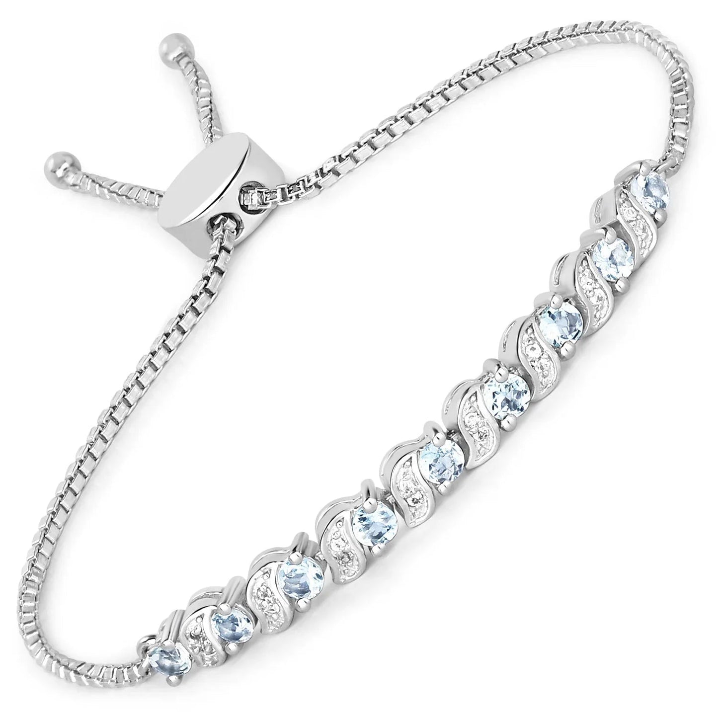 Genuine Aquamarine Bolo Bracelet