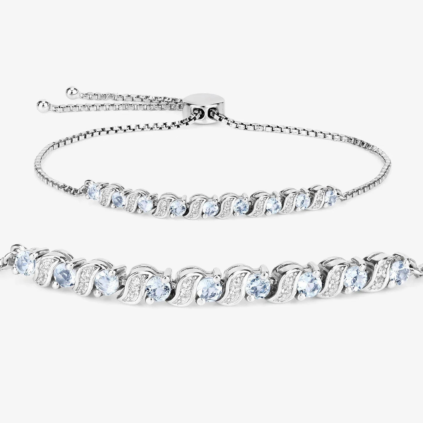 Genuine Aquamarine Bolo Bracelet