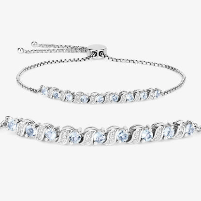 Genuine Aquamarine Bolo Bracelet
