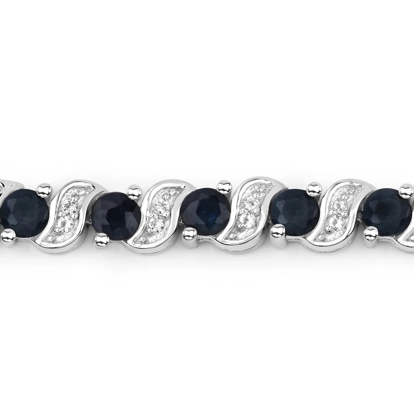 Genuine Blue Sapphire and White Topaz Bolo Bracelet