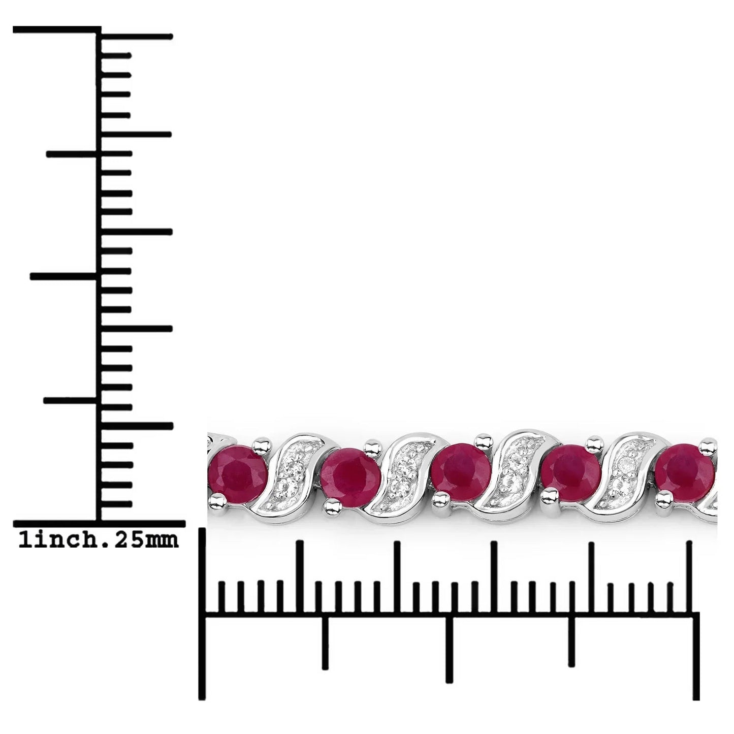 Genuine Ruby and White Topaz Bolo Bracelet
