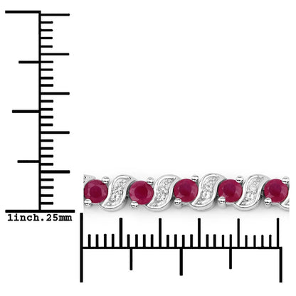 Genuine Ruby and White Topaz Bolo Bracelet