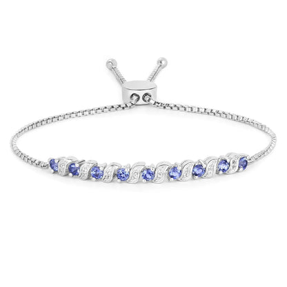 Genuine Tanzanite and White Topaz Bolo Bracelet