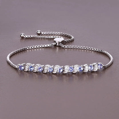 Genuine Tanzanite and White Topaz Bolo Bracelet