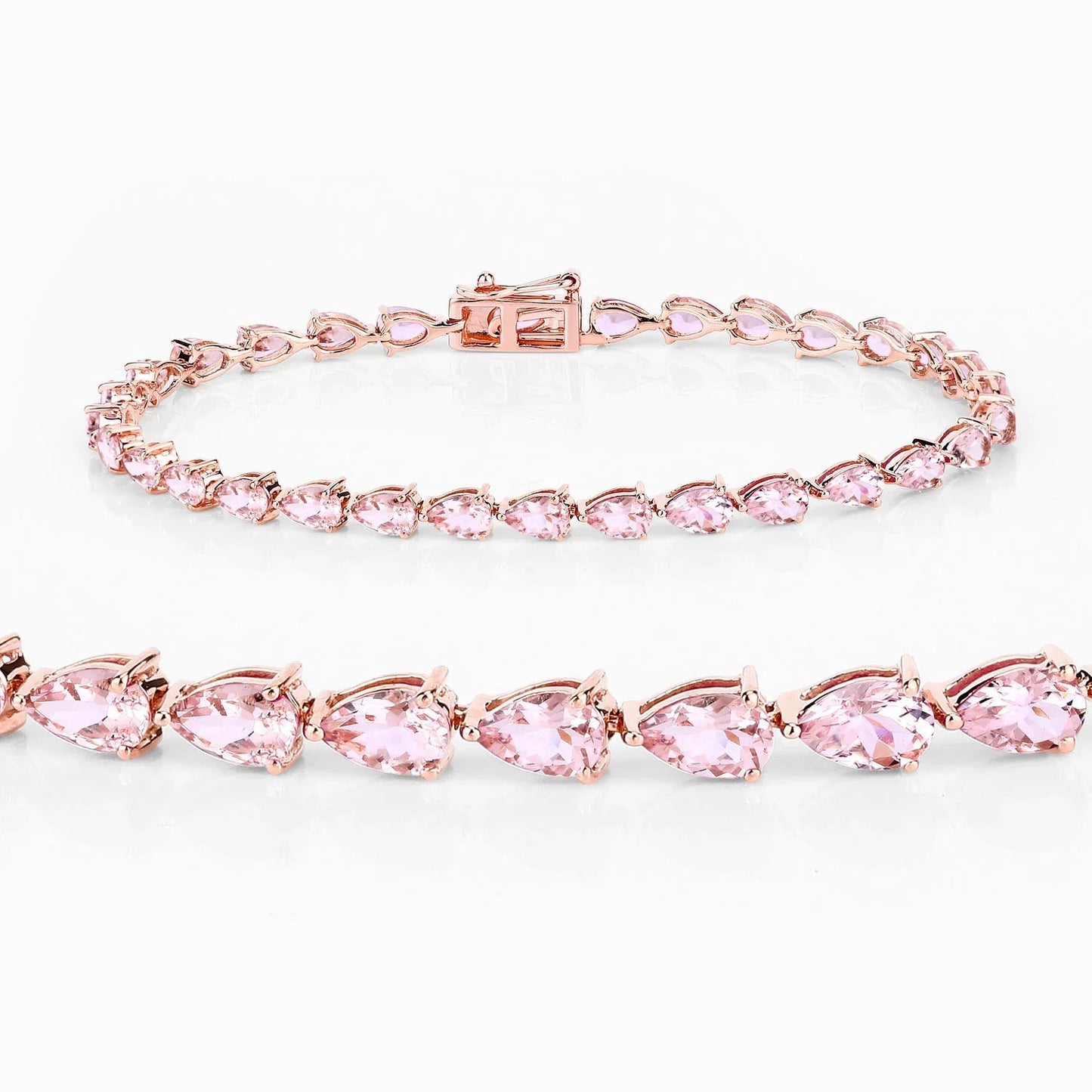 Genuine 10K Rose Gold Morganite Tennis Bracelet