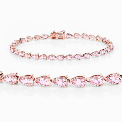 Genuine 10K Rose Gold Morganite Tennis Bracelet