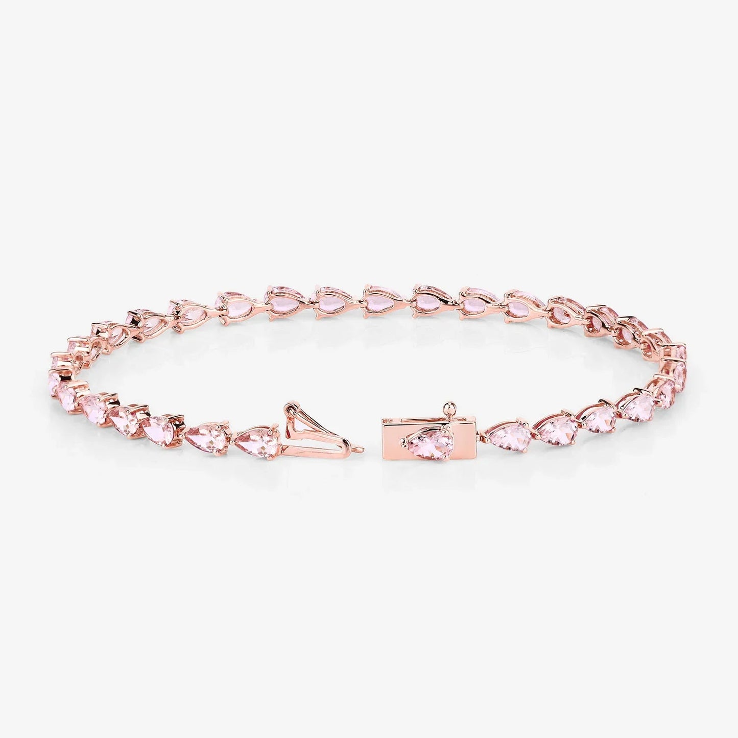 Genuine 10K Rose Gold Morganite Tennis Bracelet