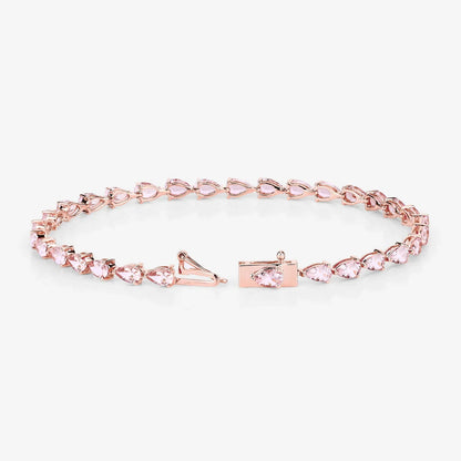 Genuine 10K Rose Gold Morganite Tennis Bracelet