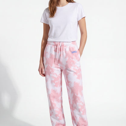 pink and white tie-dye-