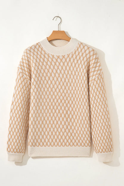Threaded Pear Ximena Rhombus Textured Knit Sweater