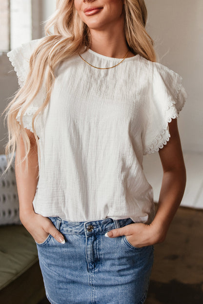 Threaded Pear Cecelia Ruffled Flutter Sleeve Blouse