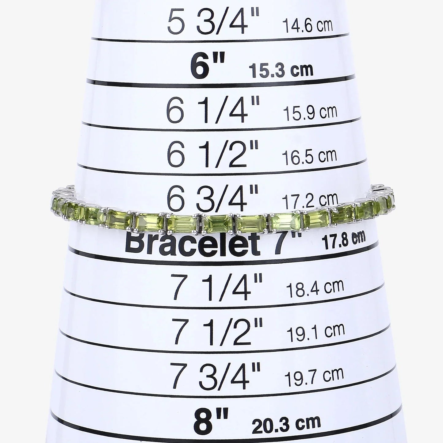 8.68 Ct Octagon Olive Green Peridot Prong Sterling Silver Inline Tennis Bracelet