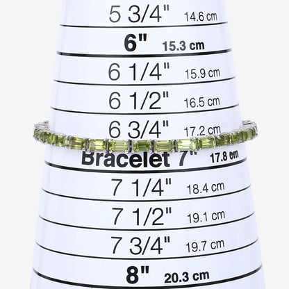 8.68 Ct Octagon Olive Green Peridot Prong Sterling Silver Inline Tennis Bracelet