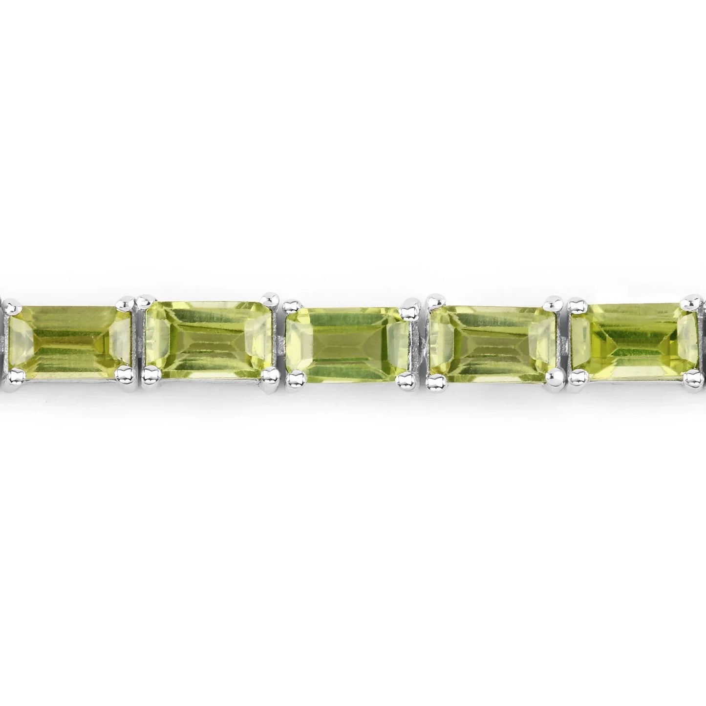 8.68 Ct Octagon Olive Green Peridot Prong Sterling Silver Inline Tennis Bracelet