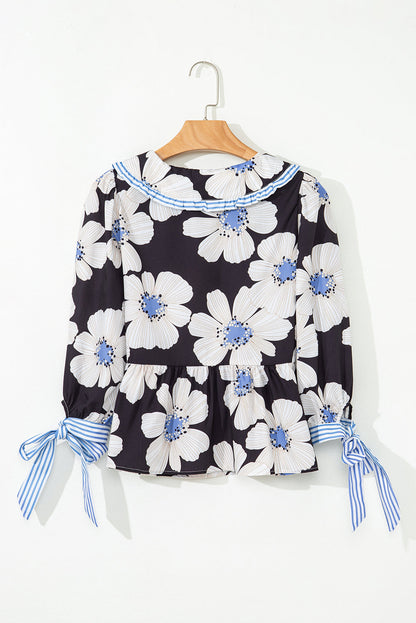 Threaded Pear Azariah Tie Sleeve Collared Blouse