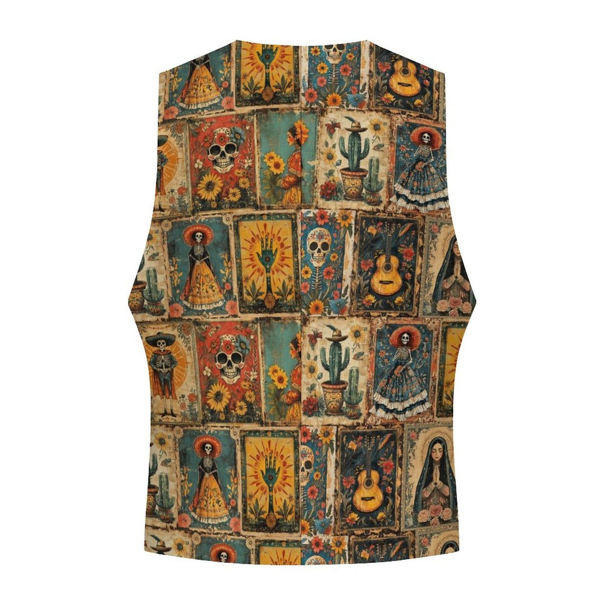 Baha Ranch Colores De Mexico Dia de los Muertes Men's Sleeveless Suit Vest