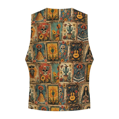 Baha Ranch Colores De Mexico Dia de los Muertes Men's Sleeveless Suit Vest