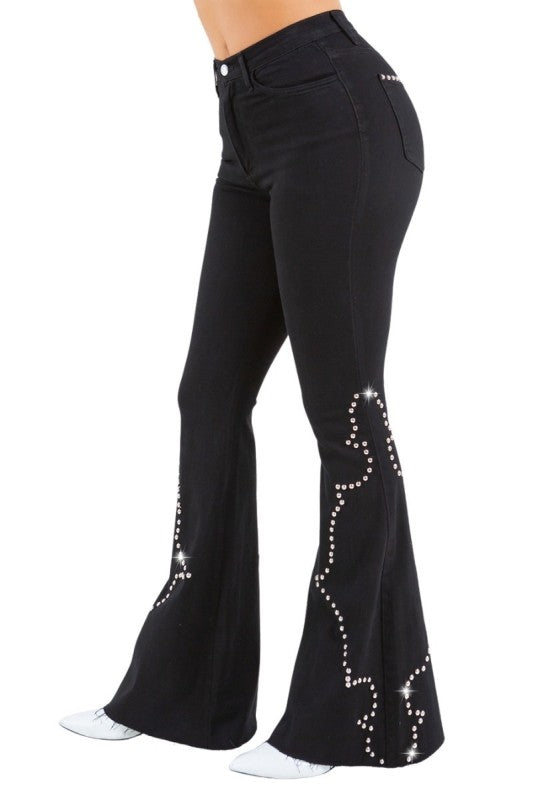 GJG Denim Santa Fe Bell Bottom Jean in Black Denim
