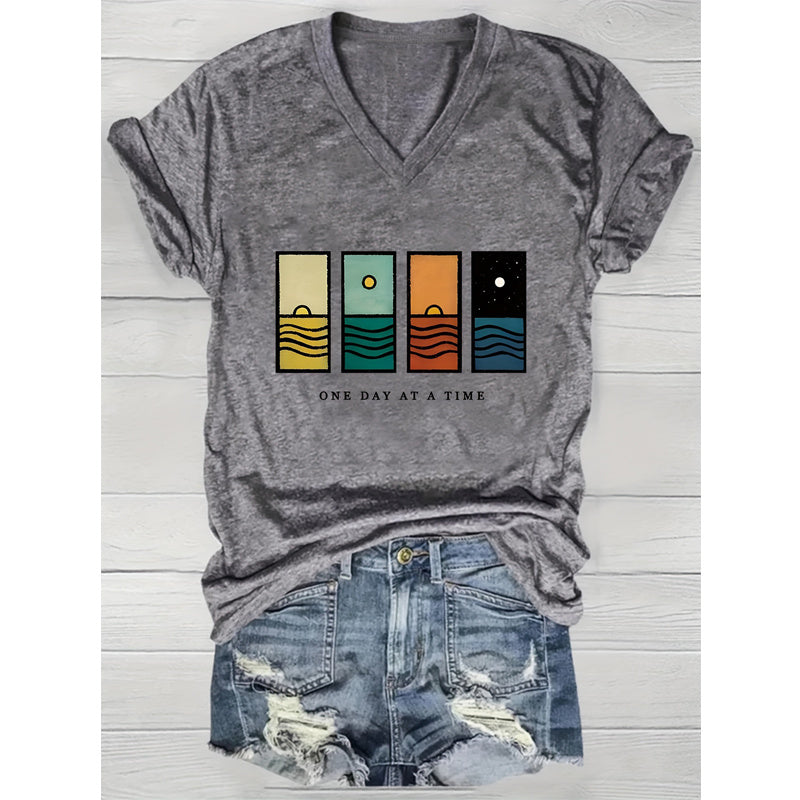 Geometric Mountain & Starry Night Graphic Tee