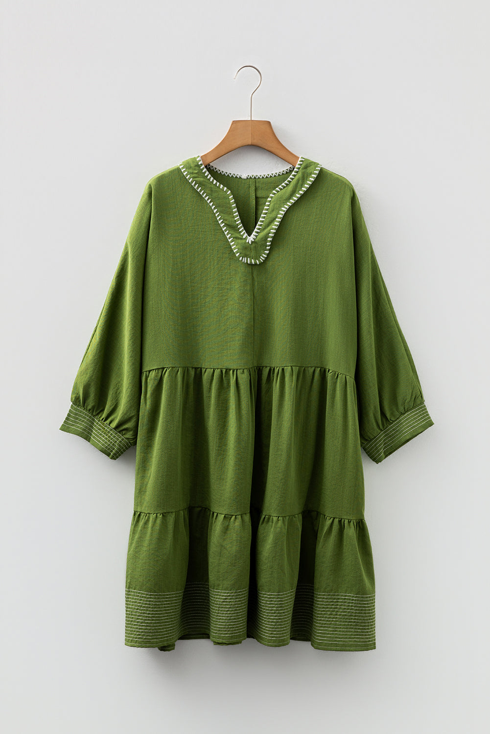Threaded Pear Patara Sleeve Tiered Mini Dress