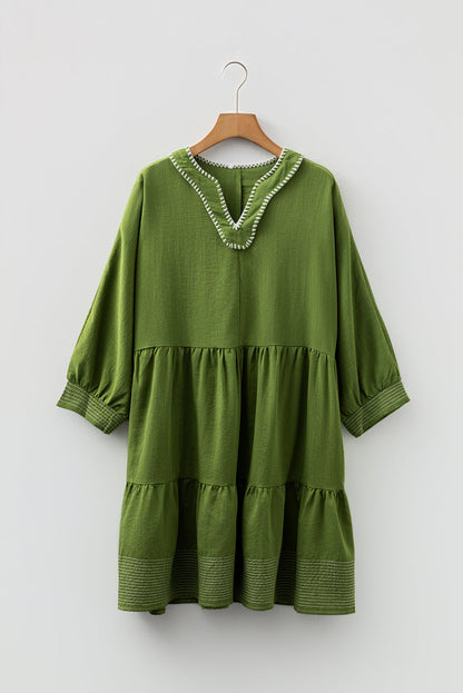 Threaded Pear Patara Sleeve Tiered Mini Dress