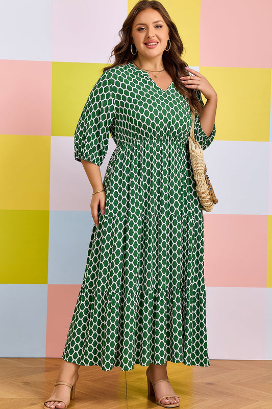 Threaded Pear Johanna Ruffle Hem Casual PLUS Dress