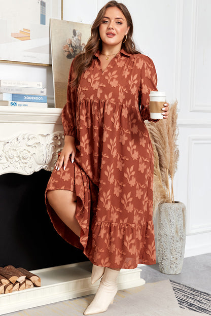 Threaded Pear Mallory 4 Sleeve Long PLUS Dress