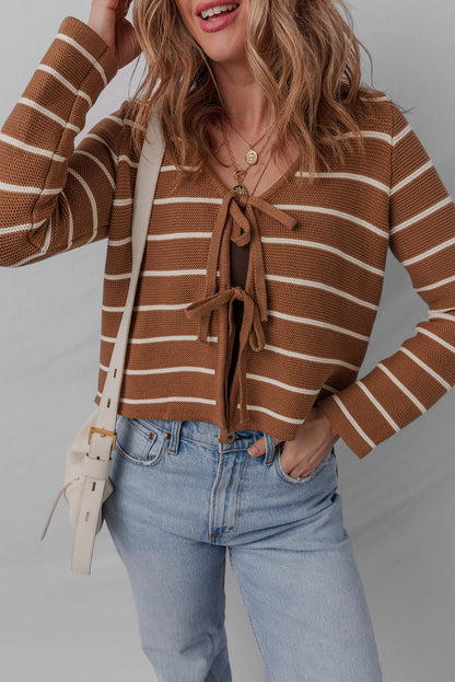 Threaded Pear Lilly Striped Knit Cardigan Sweater