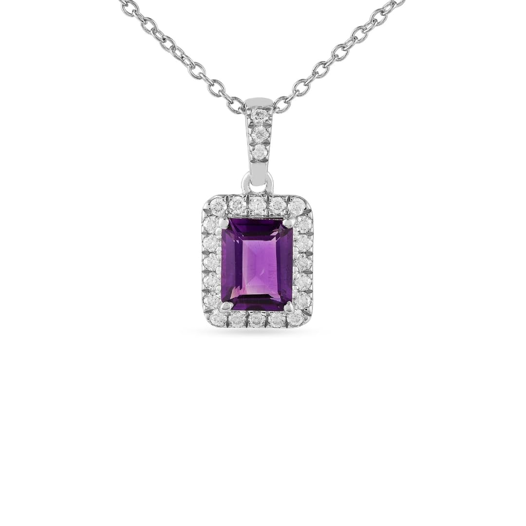 Silver Natural Amethyst Earrings and Necklace Jewelry Sets