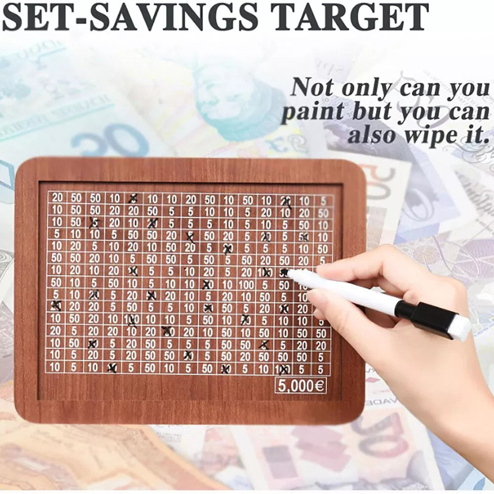 Prime Goods Cash Vault Wooden Savings Box Wooden Cash Saver Money Saving Box with Countdown - Brown