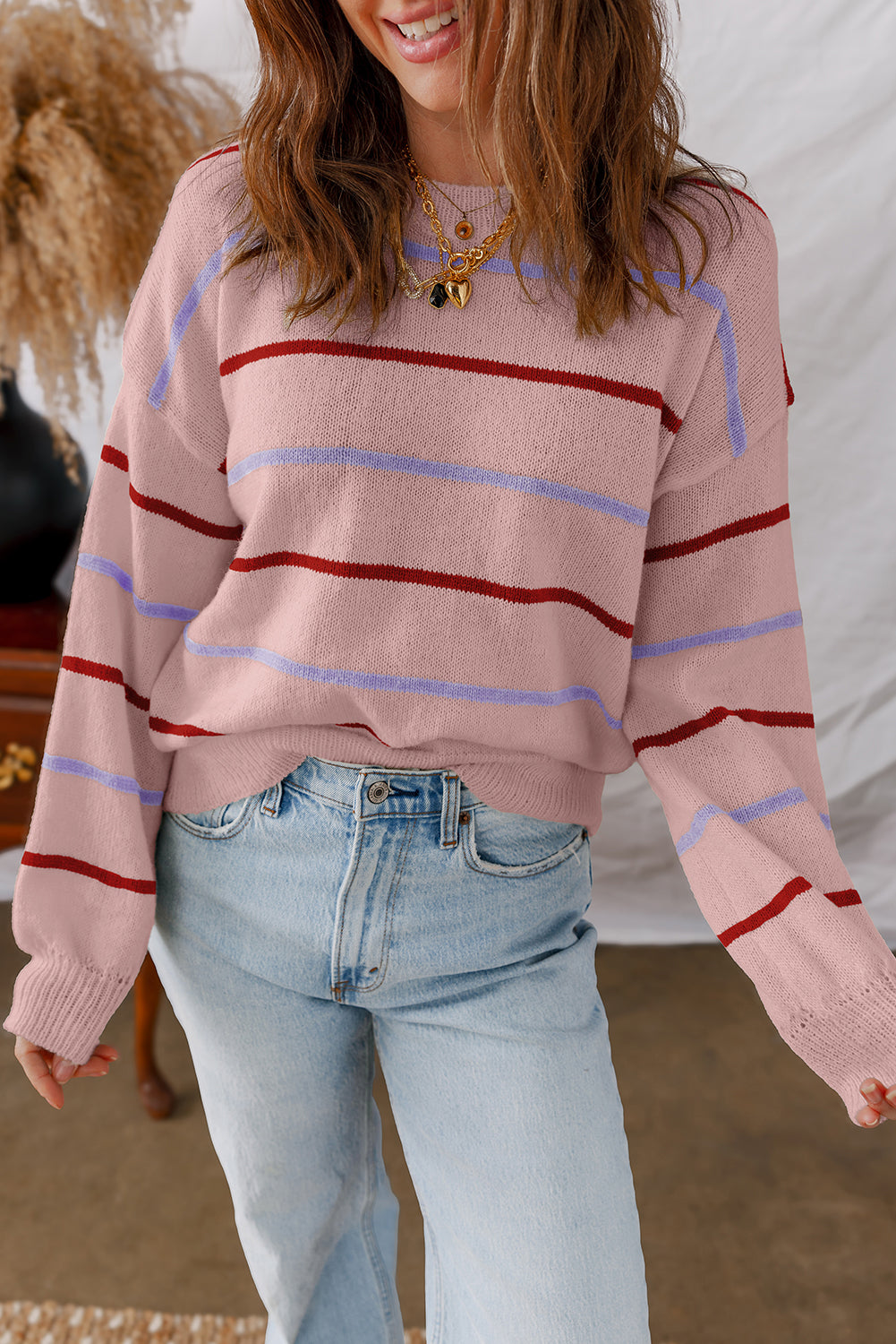 Threaded Pear Amyra Edge Drop Shoulder Sweater