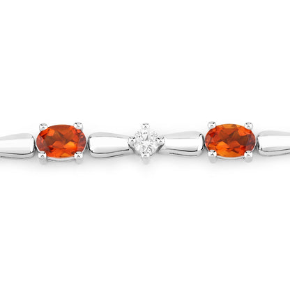 4.87 Cttw Oval Yellow Citrine and Lab Diamond Rhodium over Silver Tennis Bracelet