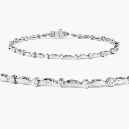 1.05 Cttw Round White Lab Grown Diamond Rhodium over Silver Bracelet