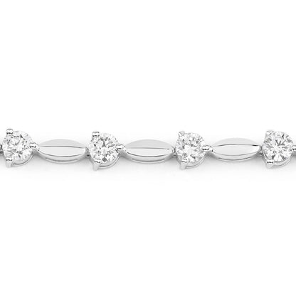 2.10 Cttw Round White Lab Grown Diamond Rhodium over Silver Tennis Bracelet