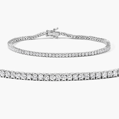 3.35 Cttw Round White Lab Grown Diamond Rhodium over Silver Tennis Bracelet
