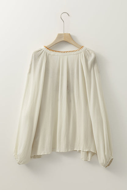 Threaded Pear June Puff Sleeve Loose Shirt