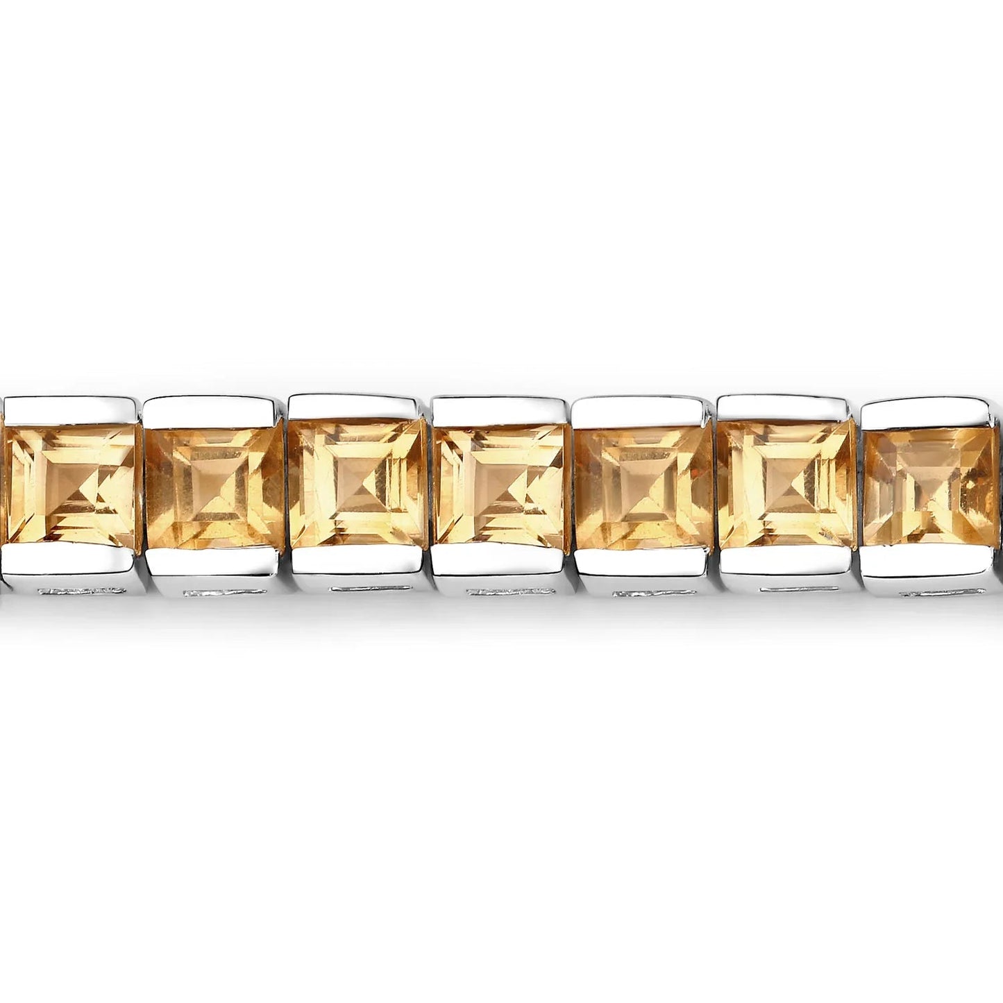 8.25 Ct Princess Yellow Citrine Channel Sterling Silver Inline Tennis Bracelet