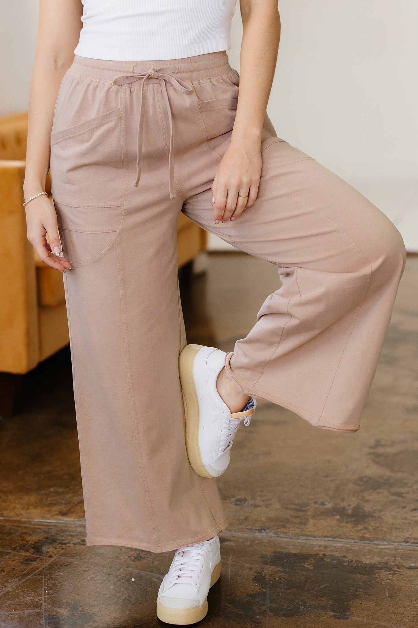 Threaded Pear Elena Trim Wide Leg Pants