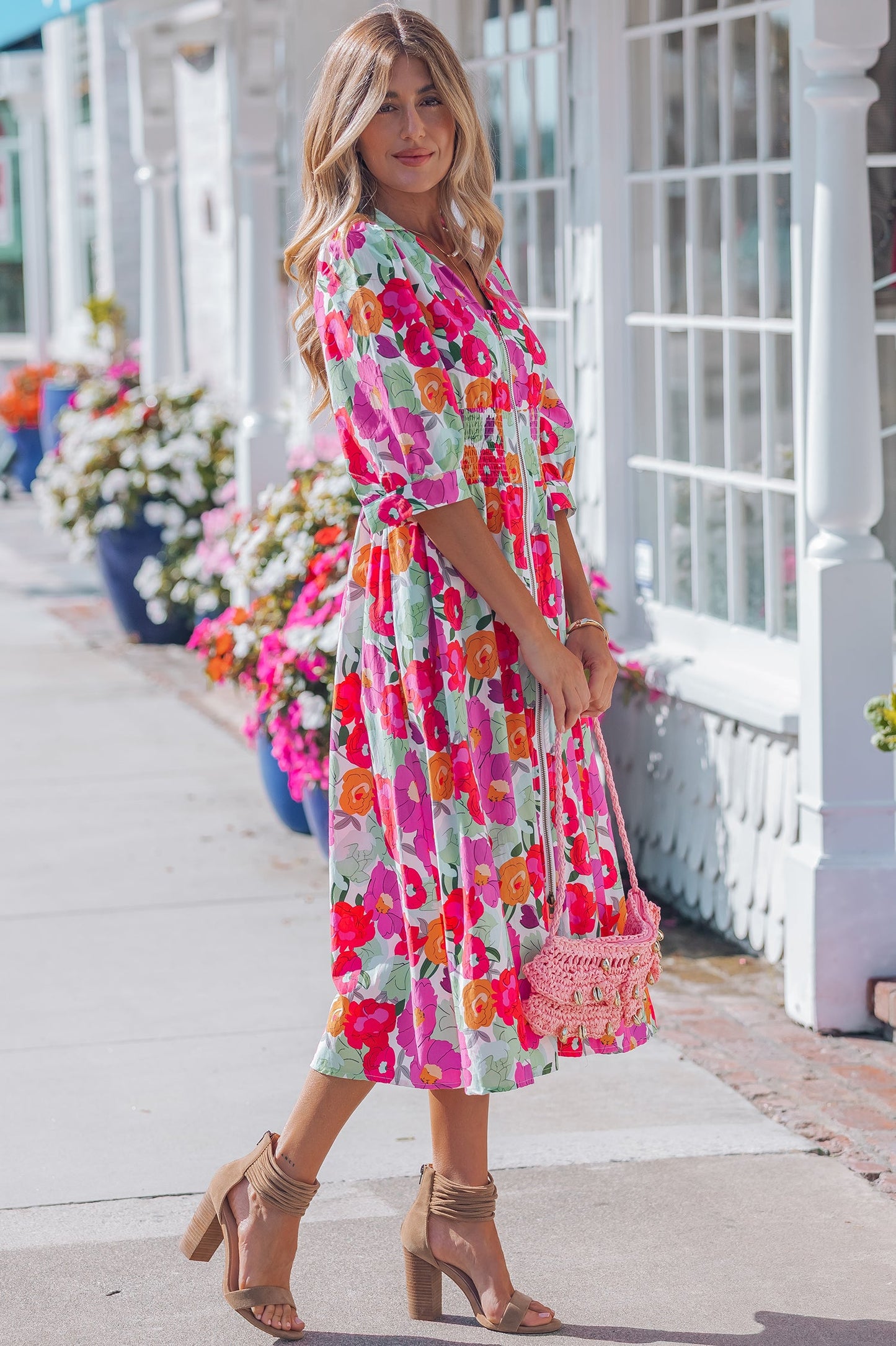 Threaded Pear Lisa Puffy Half Sleeve Dress