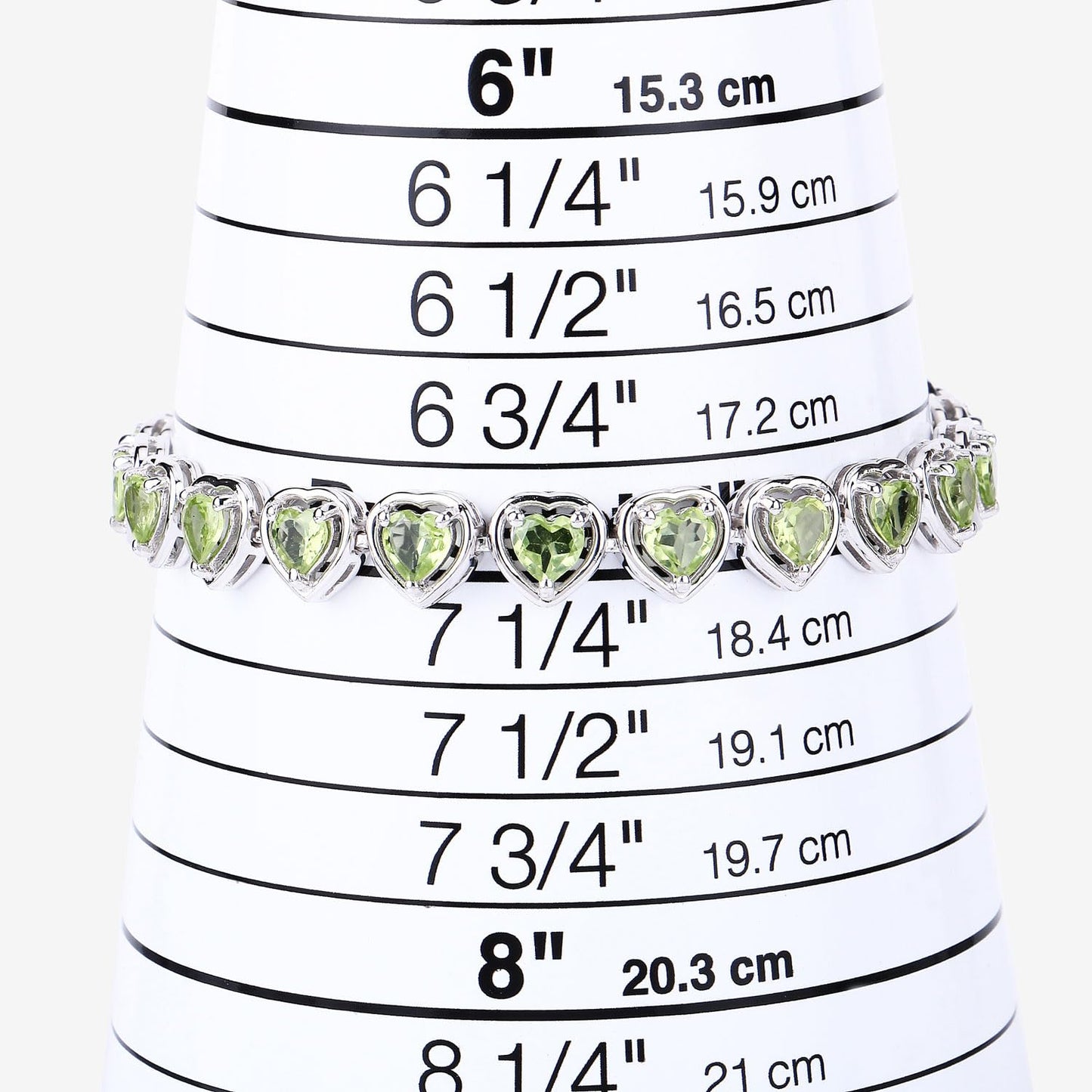 9.24 Ct Heart Green Peridot & Diamond Prong Silver Tennis Bracelet