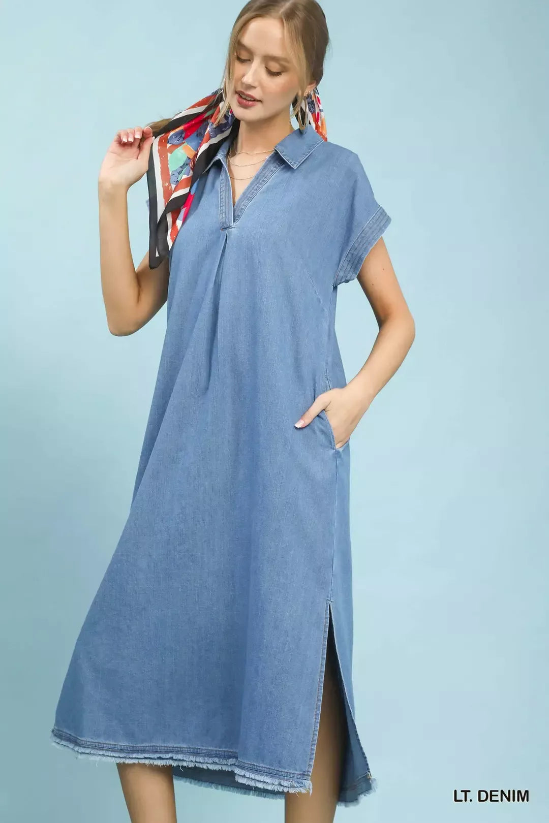 stonewash denim shirt dress The Denim Shirt Dress Daybreak Medium Wash / XS